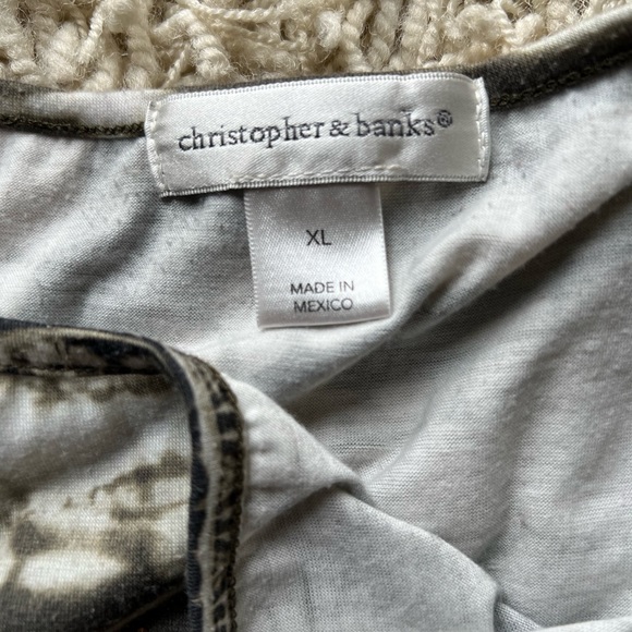 Christopher & Banks African Tie Dye with Animal Print Lace Sleeved Blouse - Picture 3 of 8